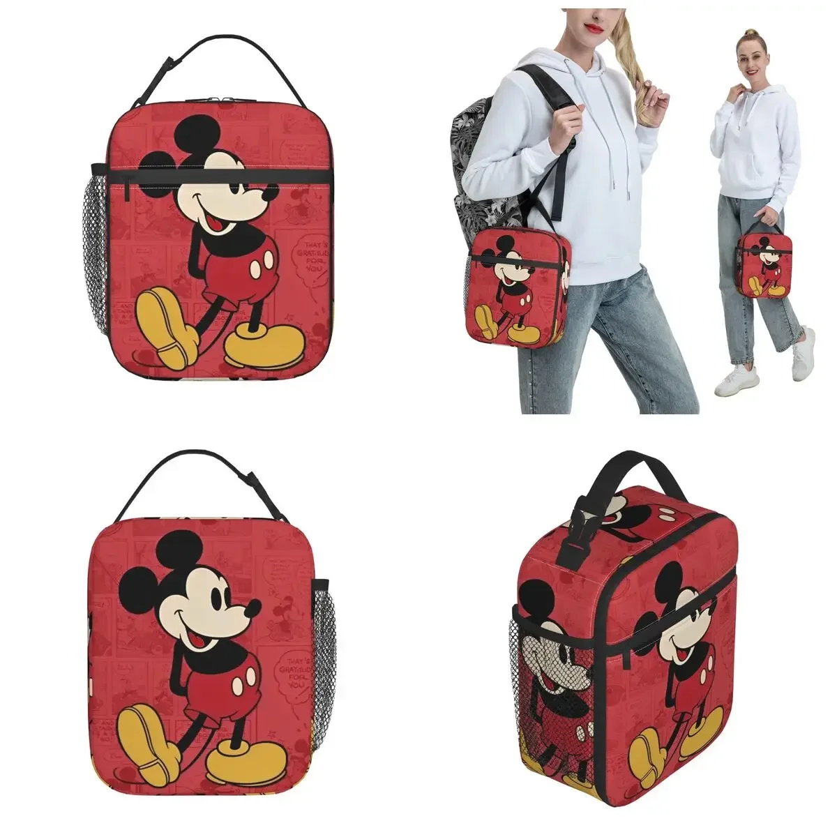 Mickey Mouse GRATITUD Insulated Lunch Bags High Capacity Lunch Container Thermal Bag Tote Lunch Box School Picnic Men Women