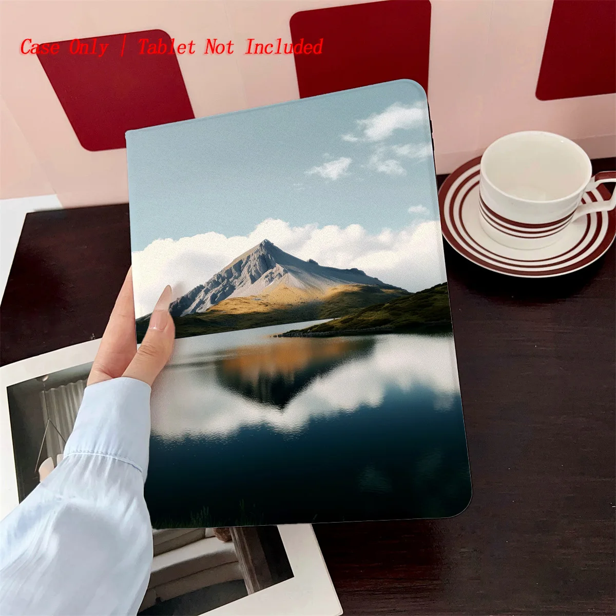 

Elegant Tranquil Lake & Snowy Peaks Print iPad Case For Apple iPad Pro 12.9 Air 3 Mini 5 9th Gen Slim Anti-Scratch Cover