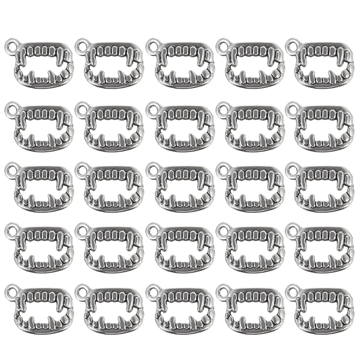 80Pcs Pendant Accessories Halloween Zombie Teeth DIY Charm Pendants Jewelry Making for Necklace Bracelet Earring Gifts