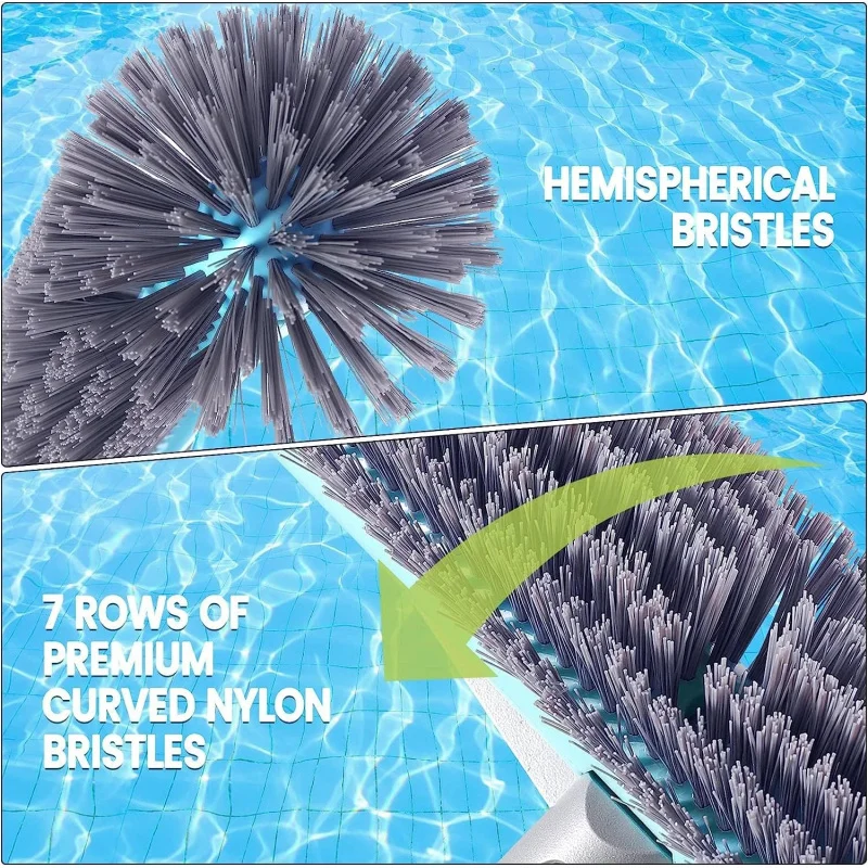 Swimming Pool Brush Head With Corner Cleaning Brush Semi-spherical Bristles Easy To Install Pool Tile Scrubber Brush