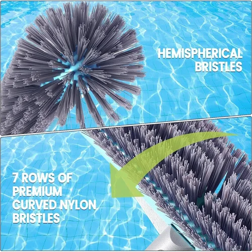 Imagen 2 del producto Cabezal de cepillo para piscina con cepillo de limpieza de esquinas cerdas semiesféricas fácil de instalar cepillo para fregar azulejos de piscina