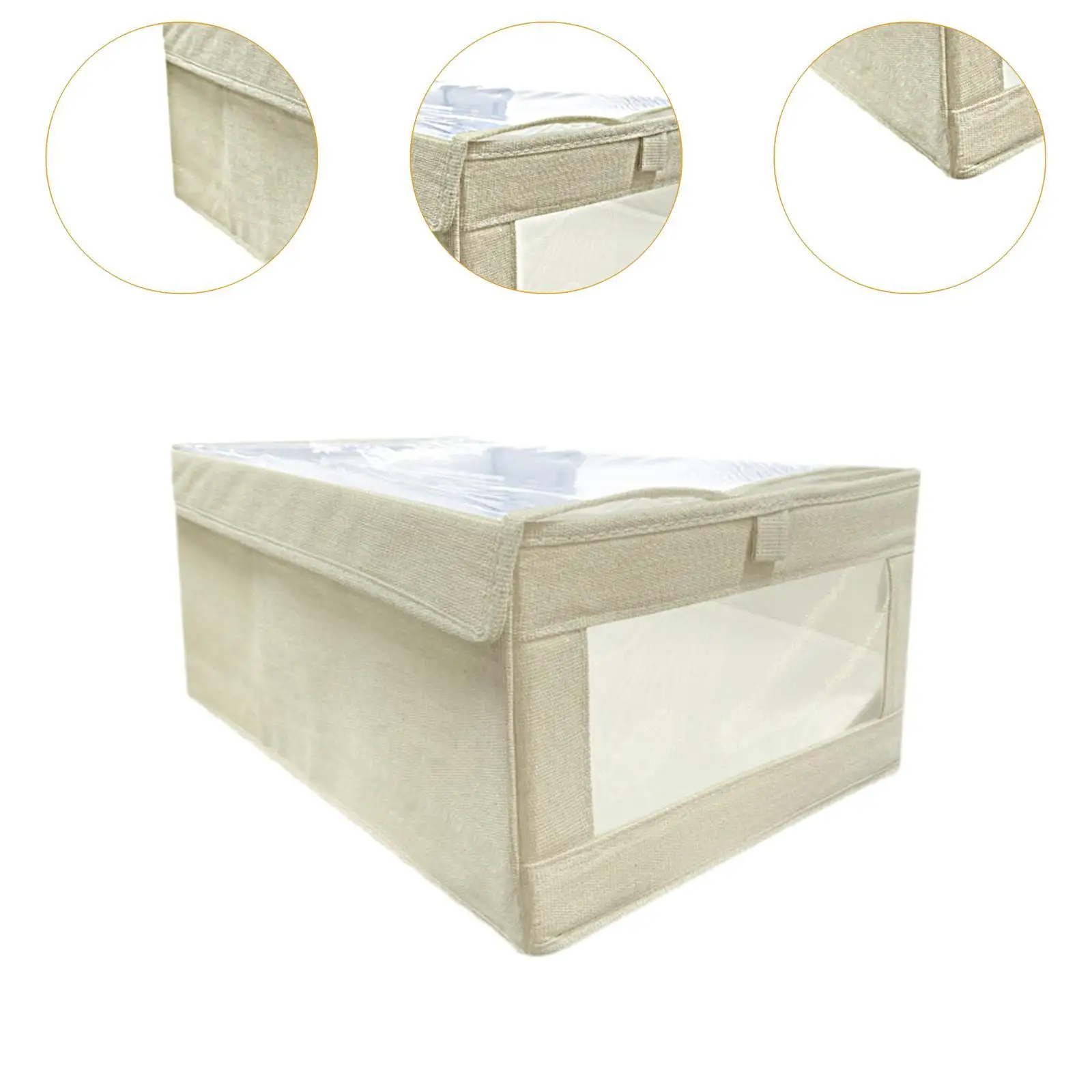 Storage Bin with Clear Window Foldable Cloth Basket Large Capacity Space Saving