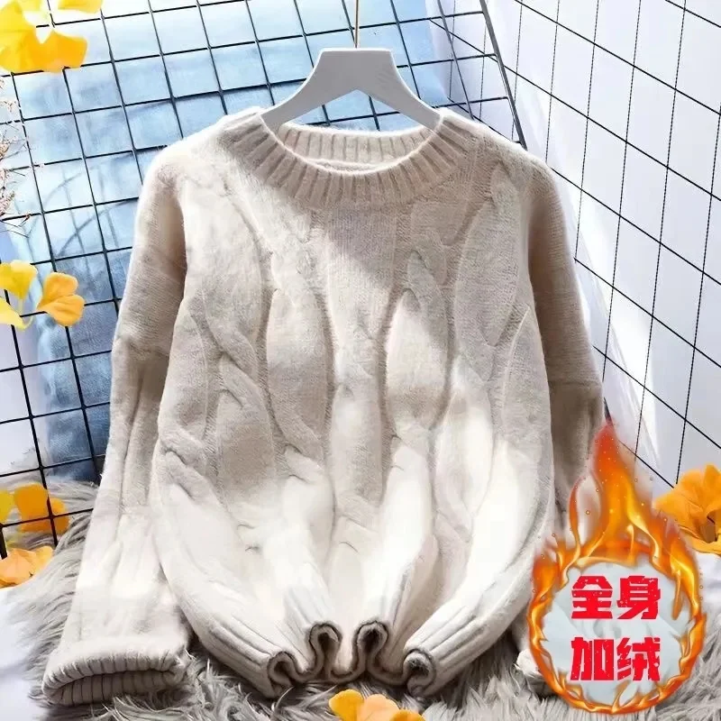 2024 New Autumn/Winter Loose Versatile Leisure Women\'s Knitted Pullover Sweater Fashion Elegant Temperament Warm Female Sweater