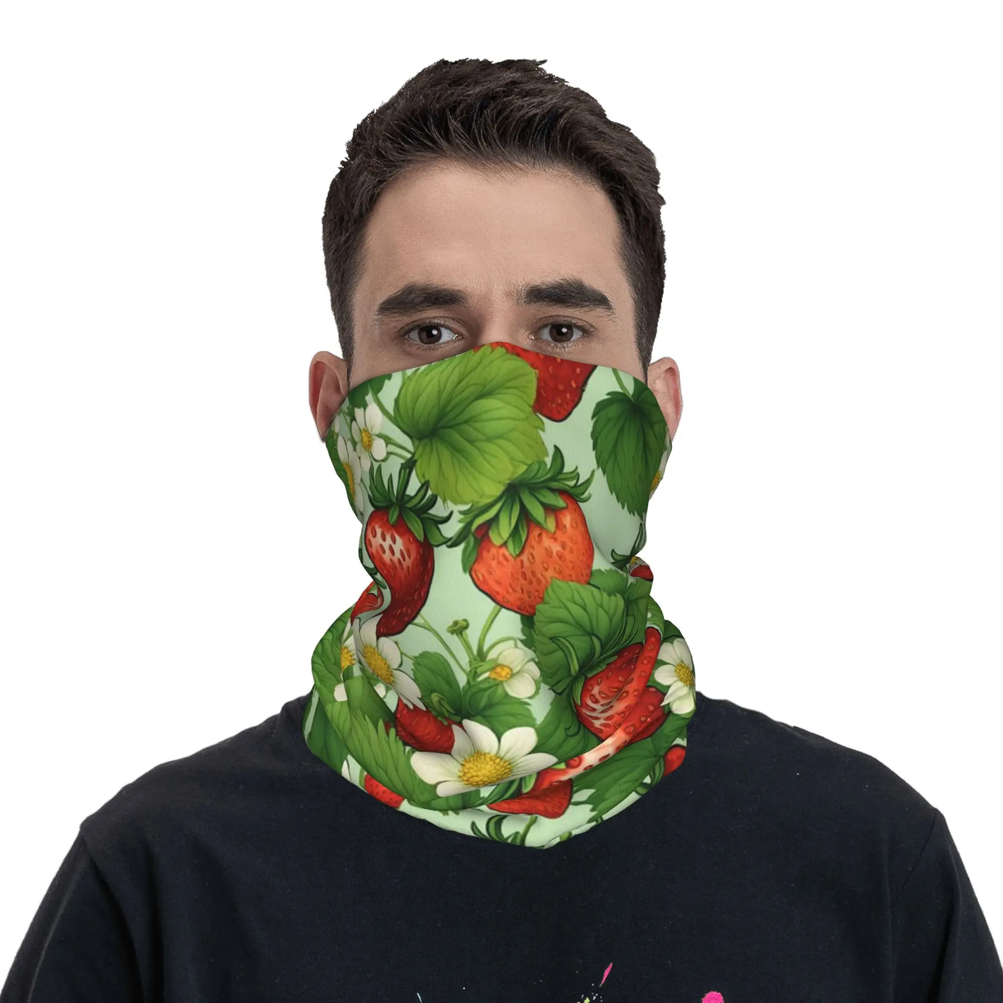 

Бандана с дизайном клубничных листьев, маска-шарф с принтом, повязка на голову для занятий спортом на открытом воздухе, для мужчин и женщин, для взрослых, моющаяся.