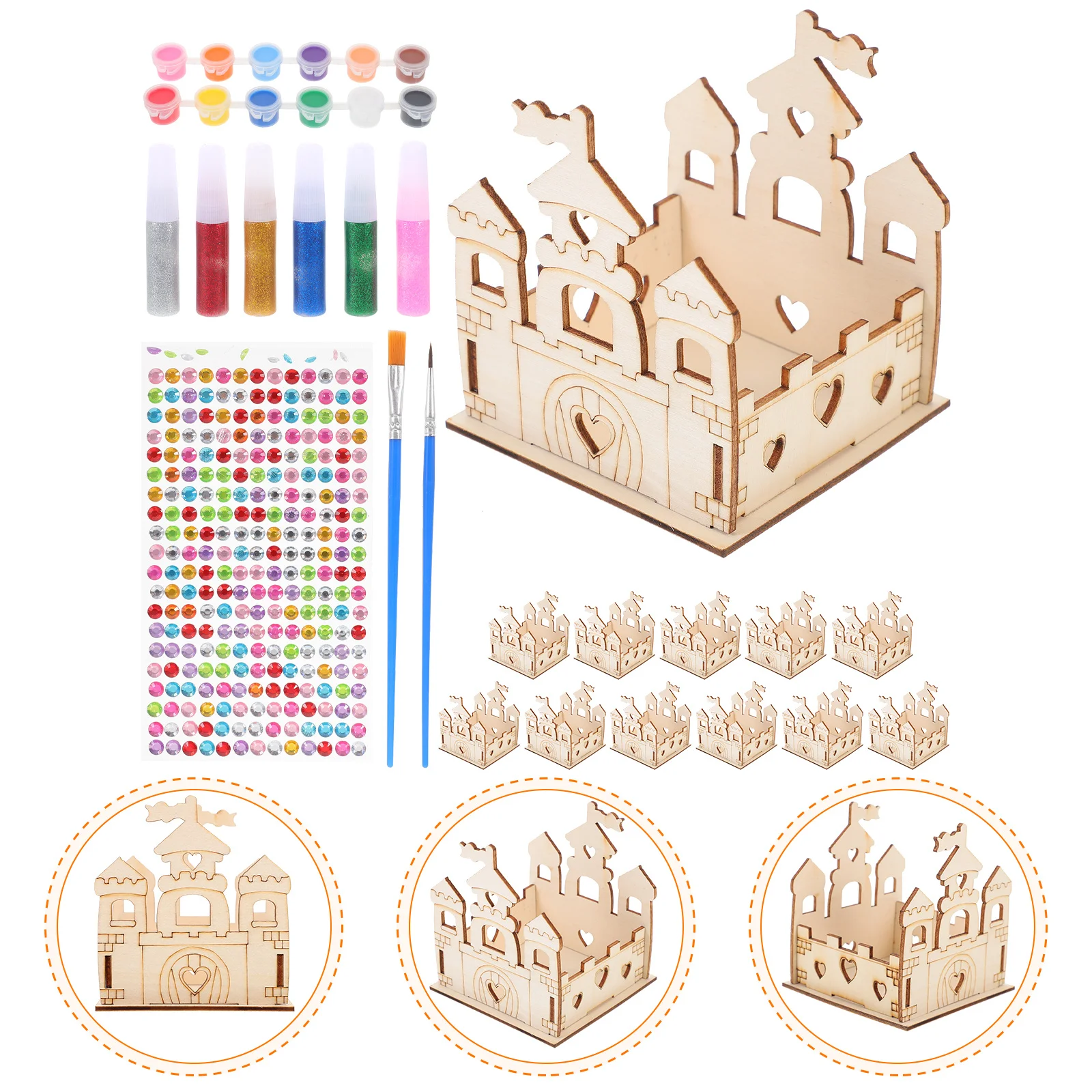 

1Set DIY Wooden Kit Creative Painting Activity Unfinished Natural Wood Playhouse Educational Hands-on