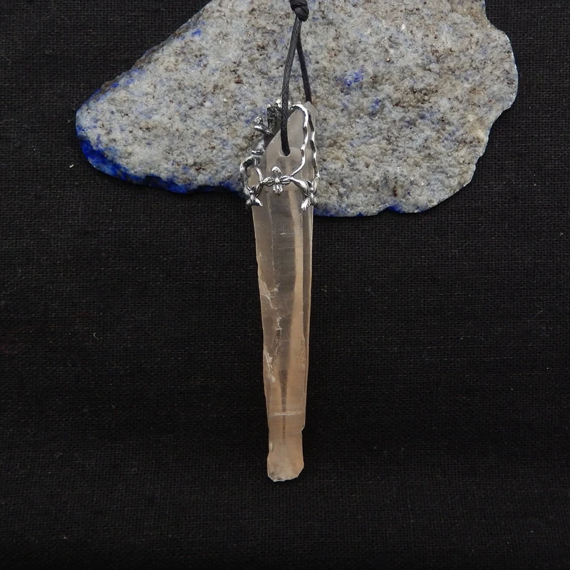 925 Sterling Silver Necklace Pendant Men Angel Natural Stone Quartz Luxury Quality Jewelry New 81x16x16mm 18g