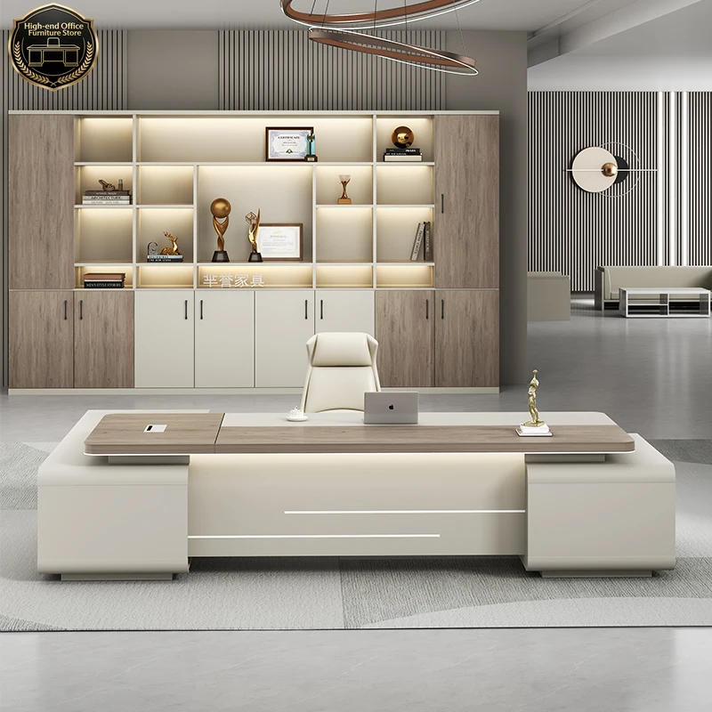 Boss desk, simple modern office, president, supervisor, manager, desk and chair combination