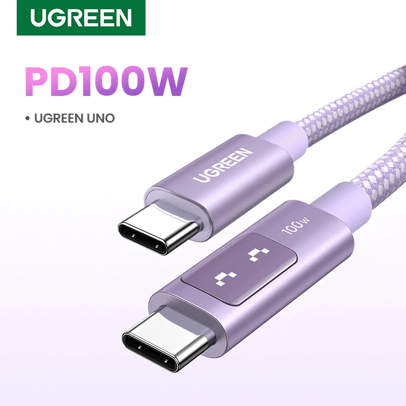 Кабель UGREEN USB-C на USB-C, разноцветный, 100 Вт/60 Вт, с быстрой зарядкой PD Quick Charge 3.0/4.0, для ноутбуков, iPhone 17, Samsung S25, Xiaomi