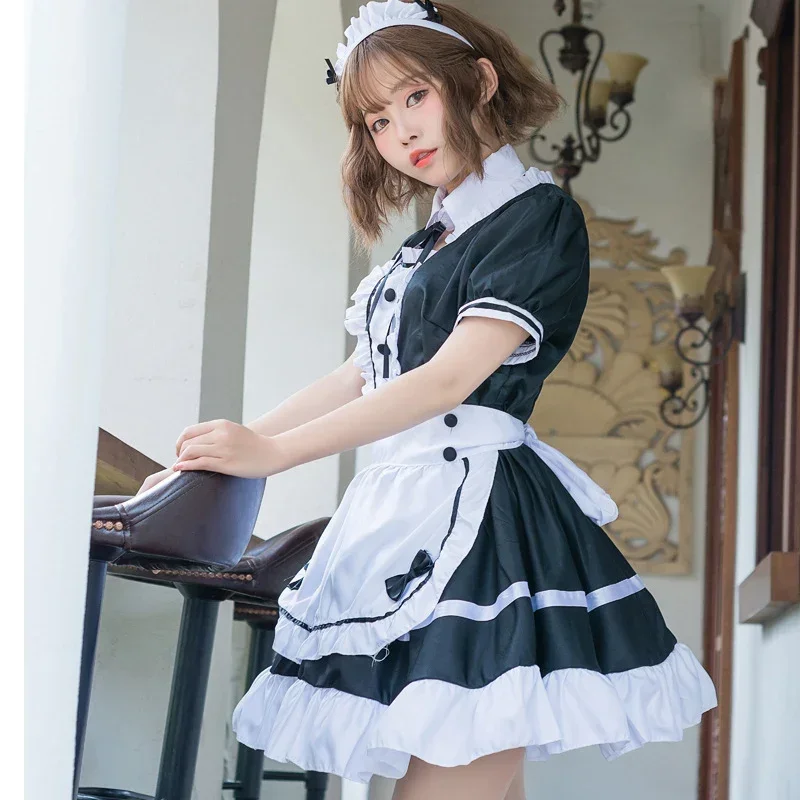 6 colors Lolita maid girls women lovely cosplay costume dress sexy French apron servant uniform exotic cafe maid