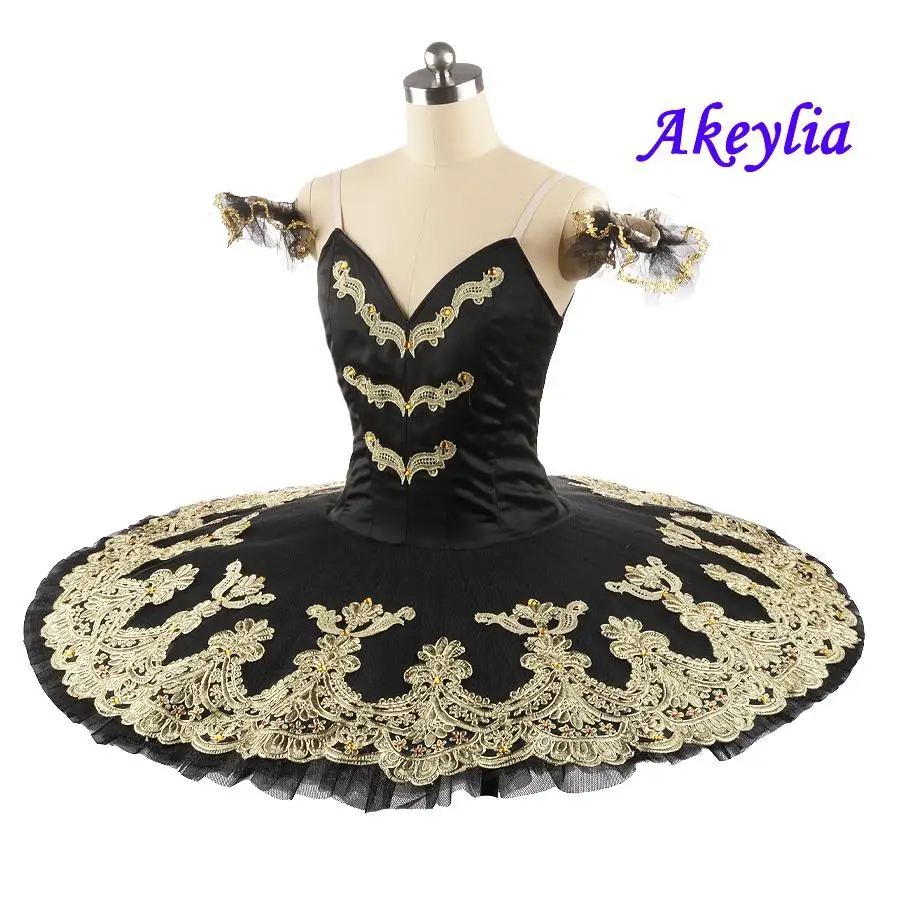 black gold tutu YAGP Pancake tutu professional ballet Dress black swan lake girl classical ballet Stage custom for women JN0098