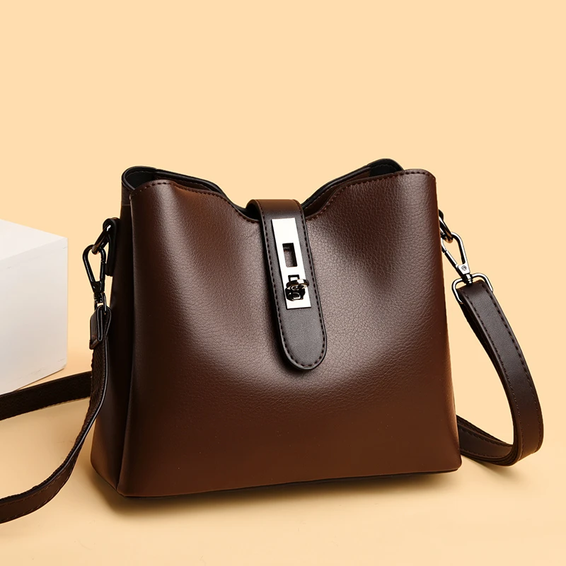 

Faionable Soft Leather Buet Bag Women's Crossbody oulder Bag 2025 New Sle Korean Sle Casual Handbag for Middle-Aged...