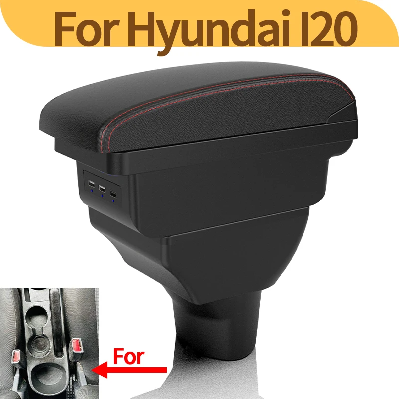 For Hyundai i20 armrests 2012 car modification double-layer storage center console heightening USB charging interior accessories