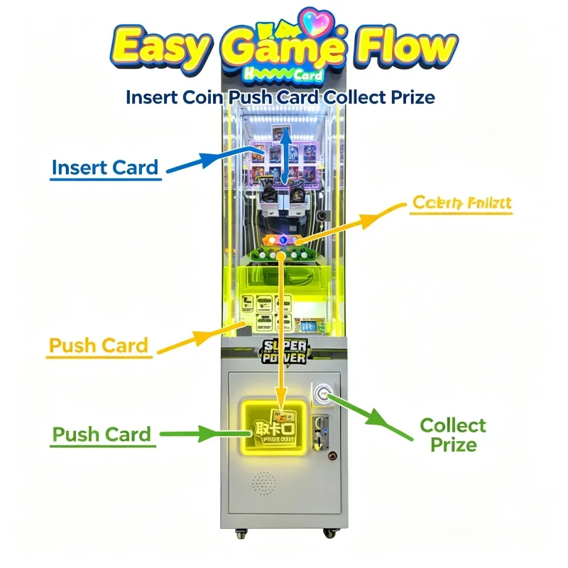FL Arcade Venue Collectible Card Push Machine, Pika TCG Device, Cashless Payment Gear for Game Business Customized