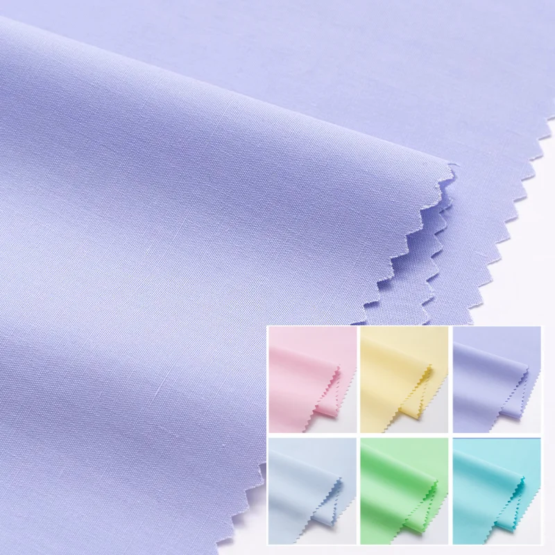 Pure Cotton Shirt Fabric Combed Cotton Breathable Poplin Clothing 60 Count Plain Weave High-density Cloth Apparel Sewing