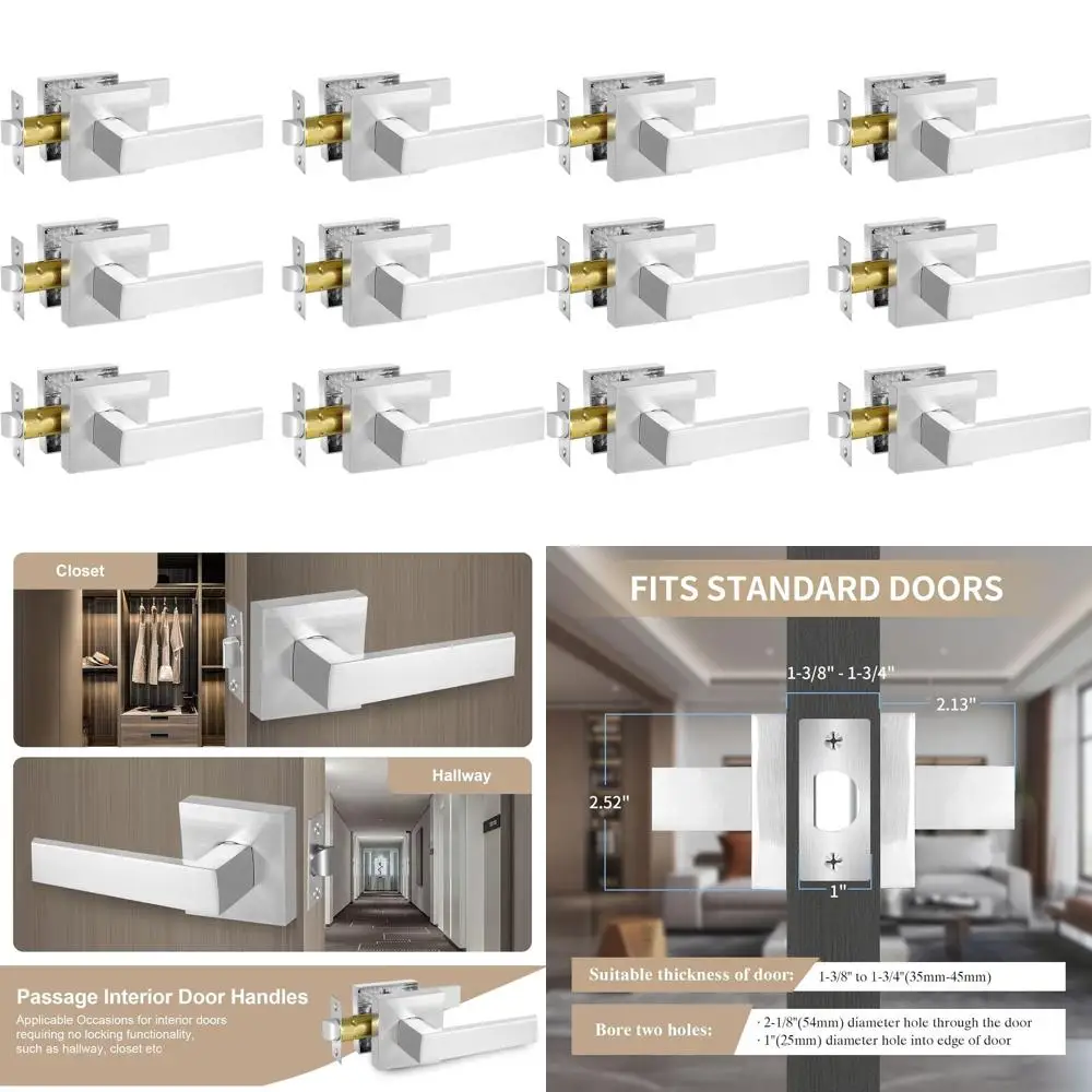 

6-Pack Heavy Duty Satin Nickel Interior Door Levers with Non-Locking Knobs for Hallway & Closet Doors