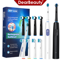 Rotation Electric Toothbrush Waterproof USB Rechargeable Electric Toothbrush with 8 Replacement Heads for Adult Oral Care