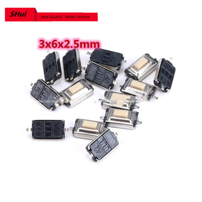 100PCS 3*6*2.5mm Microswitch 3x6x2.5mm SMD 2Pin Tactile Push Button Switch Tact Touch Micro switch White Red