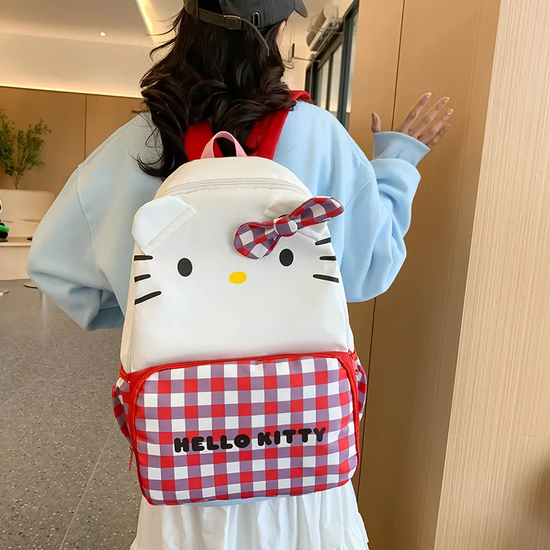 Anime Hello Kitty Satchel Sanrio Korean Cute Cartoon Backpack Large Capacity Student Satchel Stationery Storage Bag Girl Gift