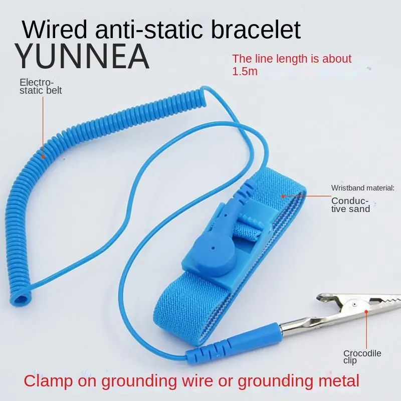 Pulsera antiestática con cable, correa de muñeca antiestática, eliminación de electricidad estática, anillo de electricidad estática inalámbrico