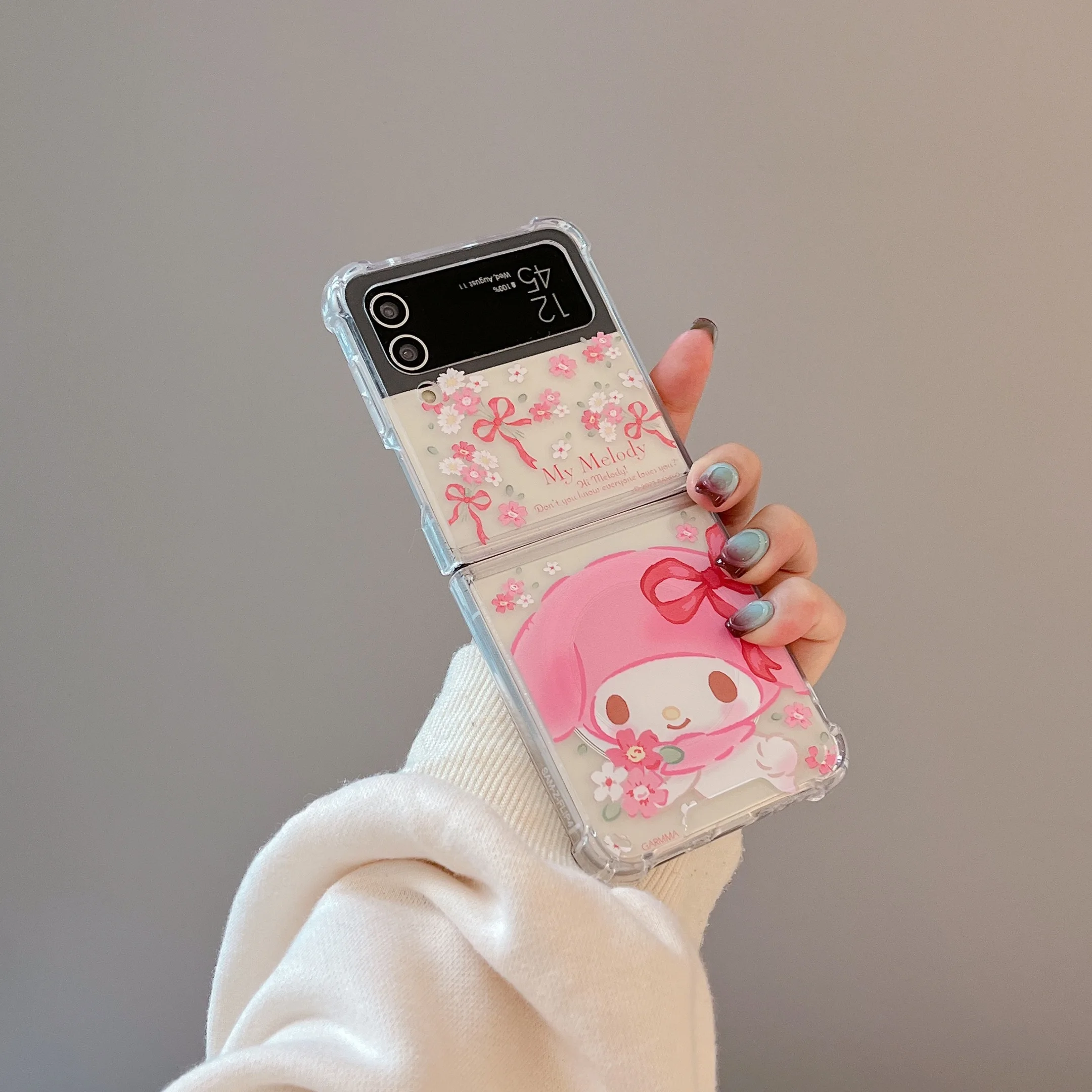 Lovely Sanrios Hellokitty Melody Magsafe Magnetic Phone Case for Samsung Galaxy Z Flip 3 4 Z Flip 5 6 Z 5G Soft Clear Tpu Cover