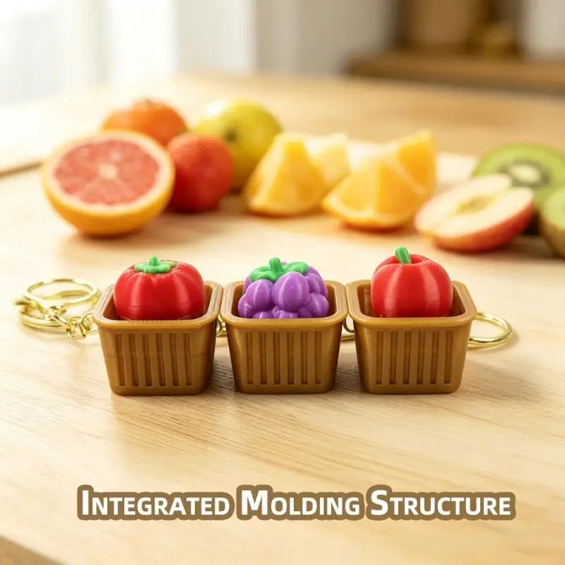 1 Stück 3D-gedruckter Frucht-Clicker-Schlüsselanhänger, niedliches PLA-Fidget-Spielzeug mit Druckknopf, tragbarer Stressabbau-Anhänger für Tasche und Schlüsseldekoration – Detail 9