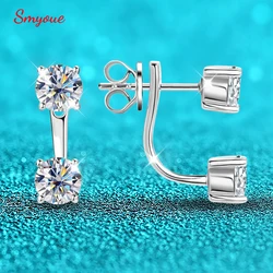 Smyoue 2CTTW 5MM Full Moissanite Stud Earrings for Women Sparkling D Color Lad Diamond 925 Sterling Silver Jewelry Wholesale