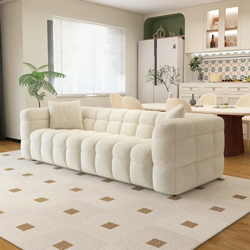 

Cream wind marshmallow sofa small apartment French retro living room