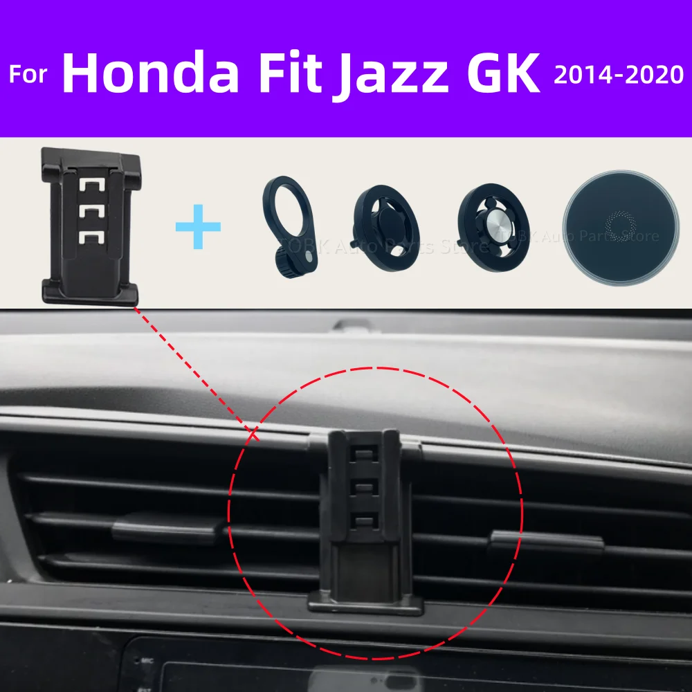 Für Honda Fit Jazz GK 2014-2020 2018 Magnetischer Ständer Handyhalterung Auto MagSafe Halterung Kabellose Ladestation Innenzubehör