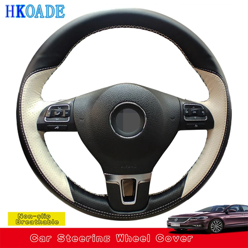 Anpassen DIY Echtes Leder Lenkrad Abdeckung Für Volkswagen Golf 6 Mk6 VW Polo Sagitar Bora Santana Jetta Mk6 Auto innen