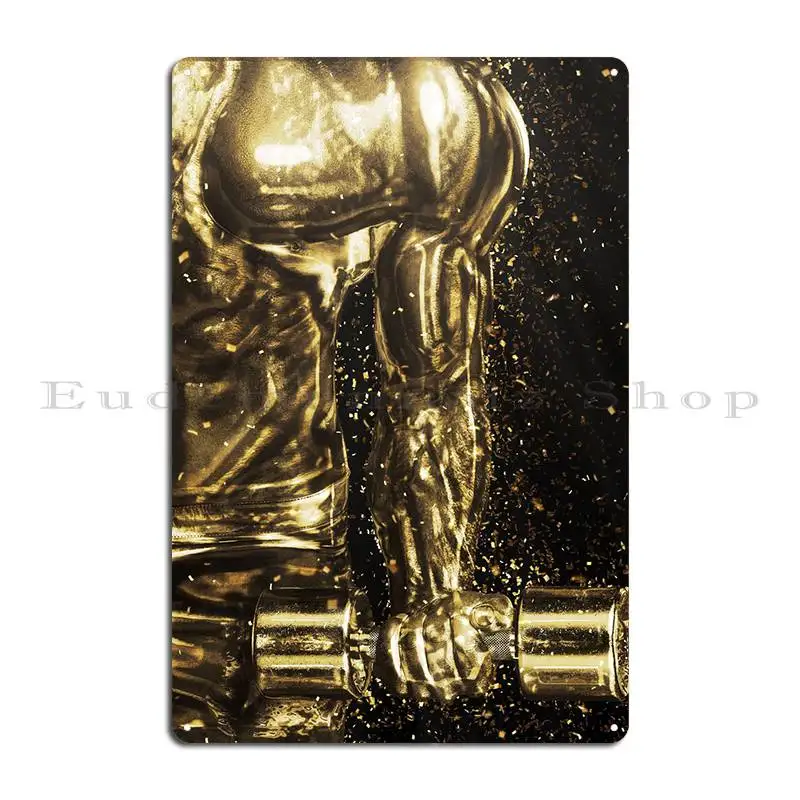 Gold Bodybuilding Torso Metal Plaque Poster Vintage Funny Design Design Club Tin Sign Poster