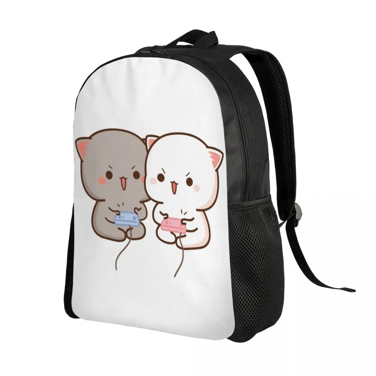 Mochilas de juegos de Mochi Cat Peach y Goma para hombre y mujer, resistentes al agua, mochilas escolares y universitarias con estampado