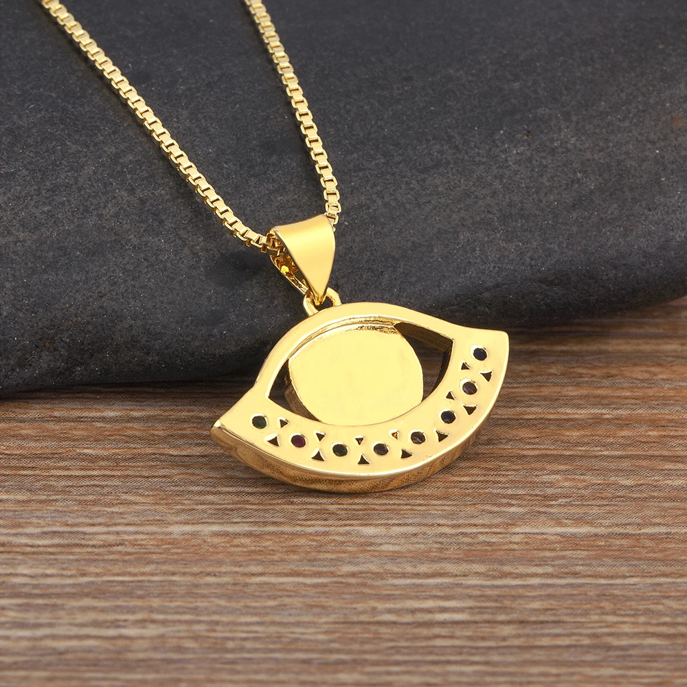 AIBEF Fan Shape Evil Eye Pendant Women Necklace Copper Glaze Jewelry Temperament Sweet Trendy Korean Style Statement Girl Gifts