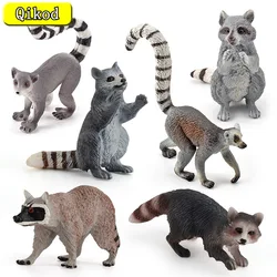 Mini Realistic Forest Animal Figures Raccoon Ring Tailed Lemur Model Ornaments PVC Action Figure Educational Toys Child's Gifts