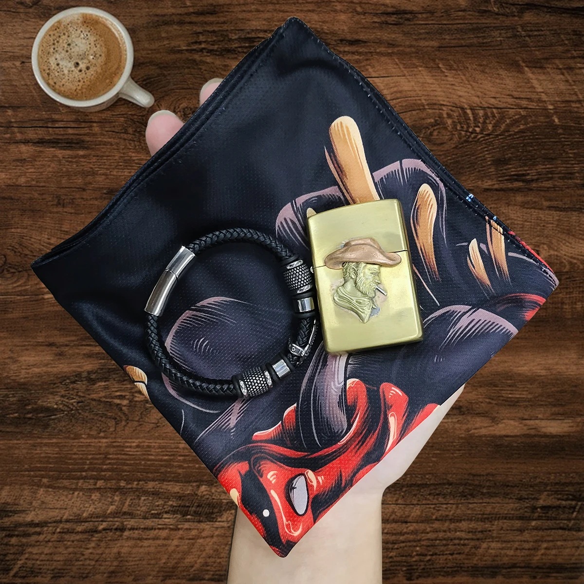 

New Men's Handkerchiefs EDC Hank Knife Beads Storage Decoration Outdoors Fashion Personality Men Accessories Handkerchief