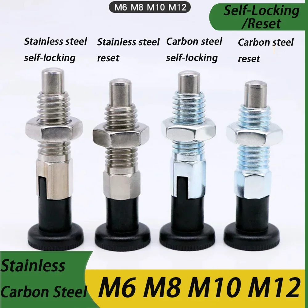 1Pcs Stainless/Carbon Steel Hand Retractable Spring Self-Locking Indexing Bolts Locating Pins Index Plungers With Nuts M6/M8/M12