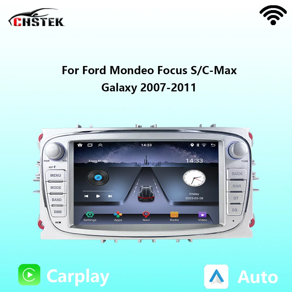 

CHSTEK Car Radio Carplay Android Auto For Ford Galaxy Focus Mondeo S-Max C-Max Convers+ 2007-2011 Bluetooth Navigation WIFI GPS