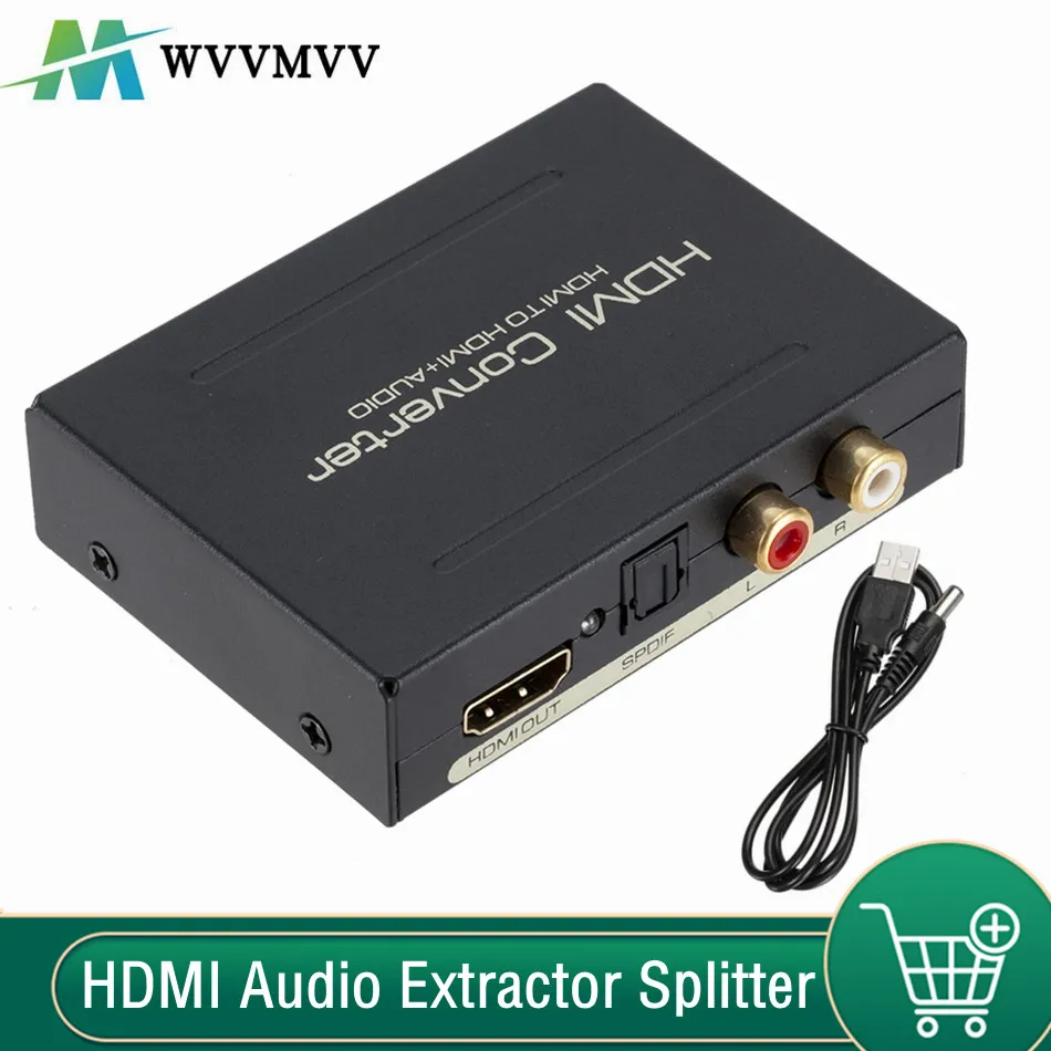 Wvmvv-hdmi互換のオーディオエクストラクタアダプター,5.1ch 2.0chステレオコンバーター,光tolink spdif l/rオーディオスプリッター