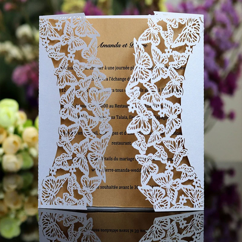 

10pcs Butterfly bride Invitation Greeting Card Wedding Mariage birthday BaptismBarMitzvah Party Supplies Decorations