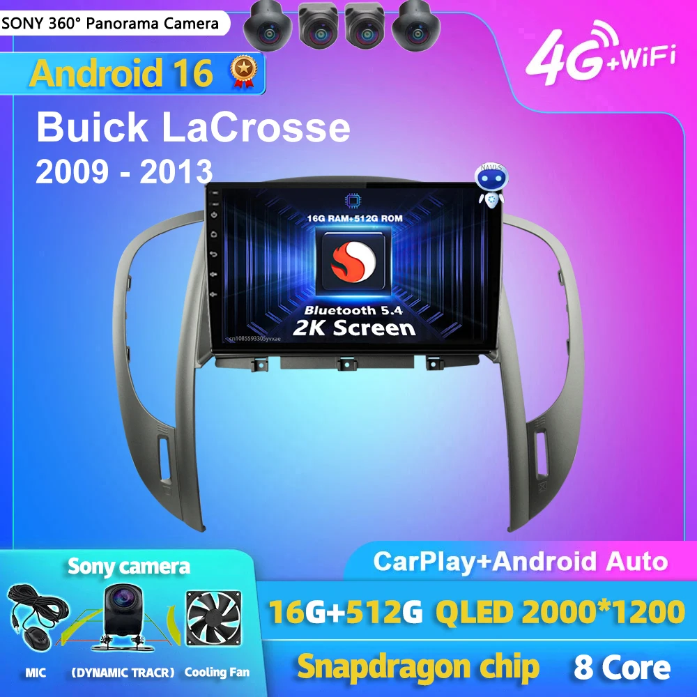 Radio Multimedia para Auto con Android 16 y Carplay para Buick LaCrosse 2009-2013 E53 X5 M5, Autoradio GPS Estéreo 2din