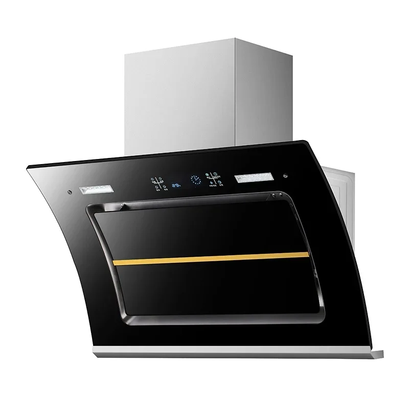 

#Novel Design Vented Exhaust Range Hood Touch Switch tempered Glass Metal (Aluminum/Copper) Housing Household Hotel Use Chimney