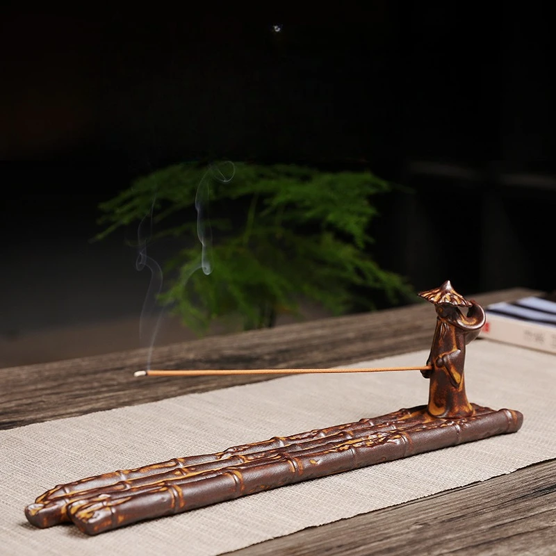 Ceramic Antique Incense Burner for Stick Incense, Home Zen Decor for Tea Ceremony, Sandalwood/Agarwood Meditation Incense Burner