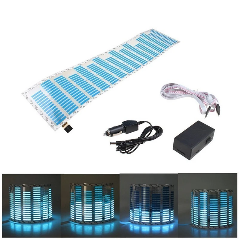 90x25CM Car Rear Window LED Music Rhythm Flash Light Sound Activated Equalizer Lamp Kit Blue Decoration Neon Lamp
