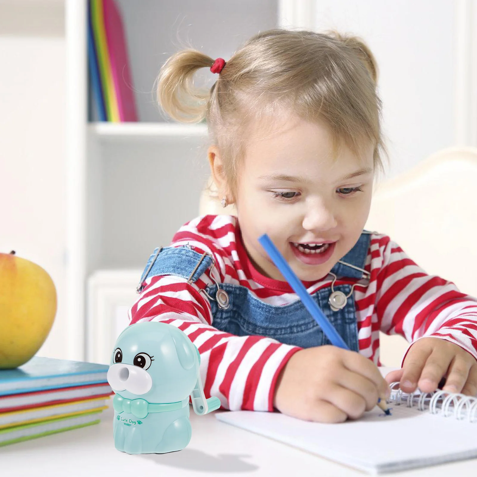 

Cute Dog Pencil Sharpener Manual Compact Hand Crank for Kids Students with Non Slip Base Spacious Tray Portable Kid Accessories