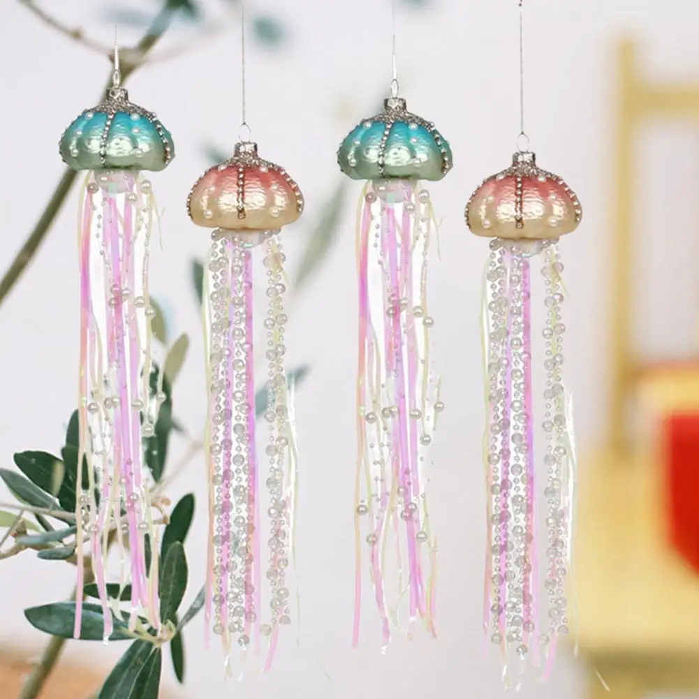 Jellyfish Ornament Good-looking Multicolor Decor Xmas Glass Pearl Jellyfish Decoration Christmas Tree Jellyfish for Home