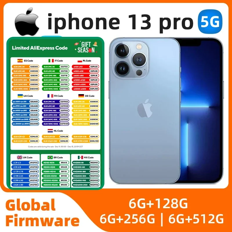 Apple iphone 13 Pro, 5G 6.1 ''128GB/256GB/512GB ROM A15 Bionic Chip iOS16 semua warna dalam kondisi baik Original digunakan