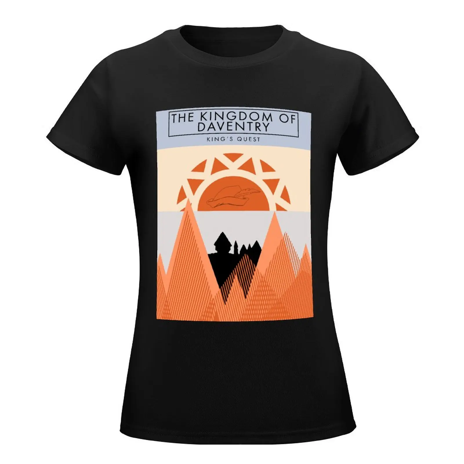 The Kingdom of Daventry Midcentury Travel Poster T-Shirt blacks graphics Blouse t-shirt dress for Women plus size sexy