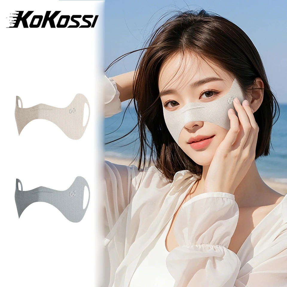 KoKossi Summer Sunscreen Face Scarf UV Protection Ice Silk Mask Breathable Elastic Eye Patches Eye Protection Golf Face Masks