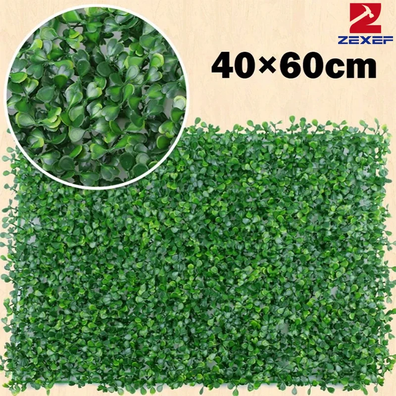 ZEXEF Artificial Plant Walls Foliage Hedge Grass Mat Greenery Panels Fence 40x60cm Landscape Simulation Lawn Green Plants