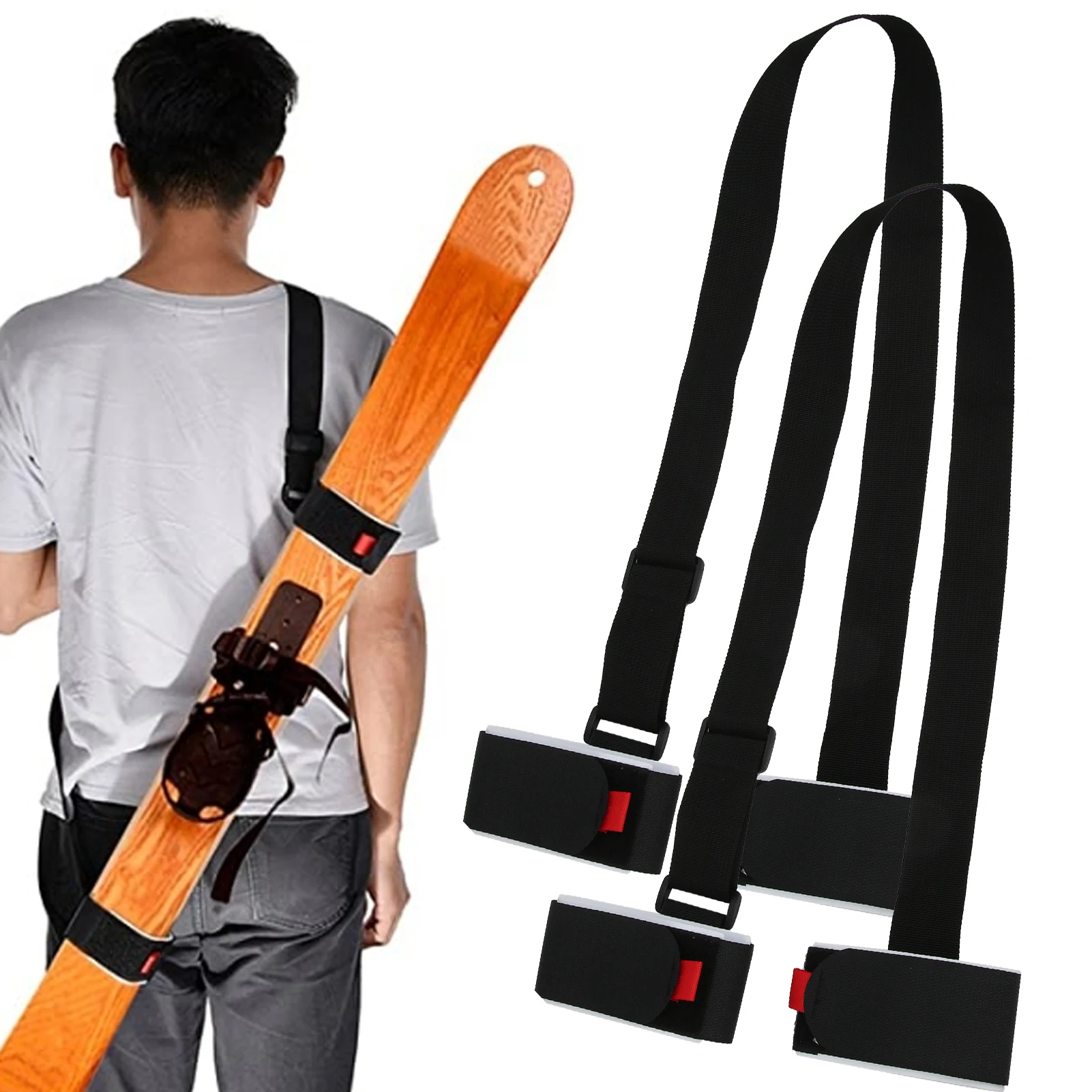 

2Pcs Power Training Snowboard Shoulder Strap Handle Double Skis Adjustable Fixing Belt Double Skis Strap Snowboard Fixing Belt