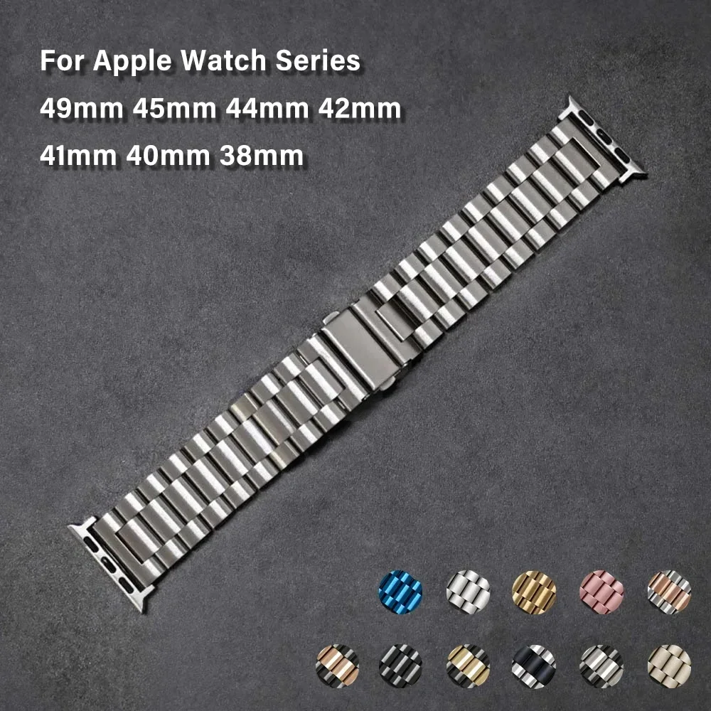 애플 워치용 스테인리스 스틸 밴드, 럭셔리 비즈니스 팔찌, IWatch Ultra2 49mm 시리즈 9 8 7 6 5 4 SE, 42mm, 44mm, 45mm, 38mm, 40mm, 41mm